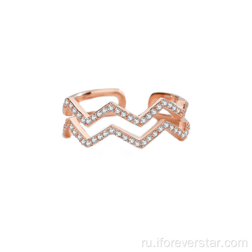 Rose Gold Fine Ювелирные Изделия 925 Серебряные Циркон Кольца